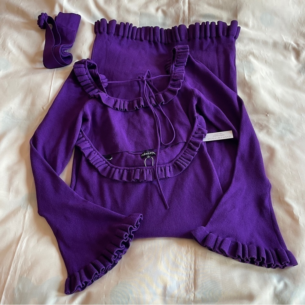NEW! For Love and Lemons- Stevie Purple Maxi Dress Cut Out Details Size XL NWT - Picture 4 of 6